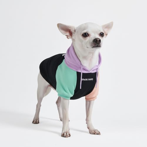 Spark Paws Hunde Kapuzenpullover – Premium-Qualität, butterweich, hervorragender Komfort und Passform, beruhigende Fleece-Innenseite, geeignet für alle Rassen - Cyber Punk - S