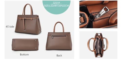 Image of Evara Women's Tote Handbag, Brown, 32x13x22 cm, with Belt Strap Detail