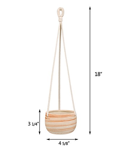 Mkono YYBSTC002 Ceramic Hanging Planter Macrame Plant Holder 5 Inch Cute Succulent Cactus Pot thumb #4