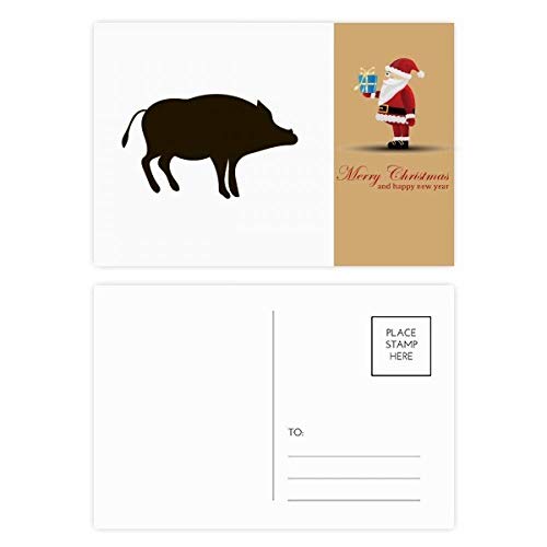 Cartes postales sanglier noir et mignon Père Noël rustique, lot de 20 pour correspondance hivernale