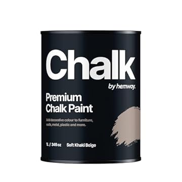 Hemway - Premium Chalk Paint - Soft Khaki Beige 1 L | Chalky Matt Shabby Chic Finish for Interior Furniture & Walls | Quick Dry & 1 Coat