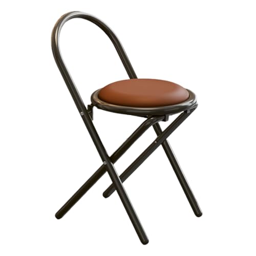 Tabouret de bar pliable avec dossier coussin rond marron 47cm