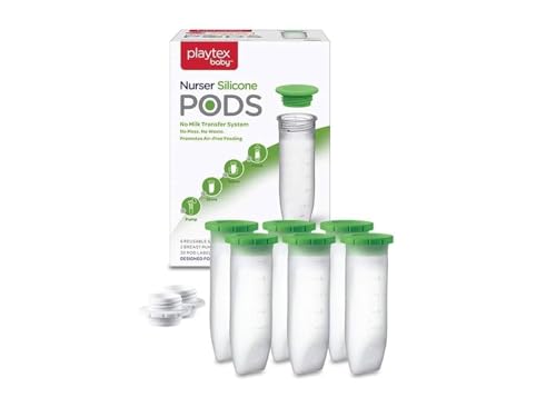 Image of Playtex Baby Nurser Reusable Silicone PODS, 6 Oz (6 Count), Anti-Colic, Gas Reduction, Connects to Breast Pump, Freezer Friendly, Feeding Essentials for Newborn and Breastfeeding Babies