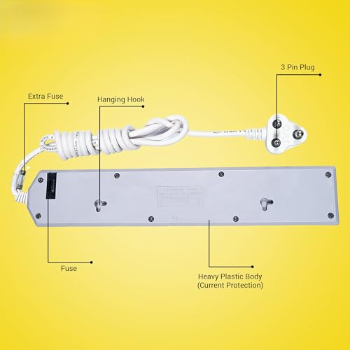 Image of Multibyte 5 Socket 1 Switch Power Saving Outlet Extension Board, High Speed, Fast Charging- Power Strip, Surge Protector, 2M Cable ShockProof Fire-Retardant, Multipurpose Use Spike for Home & Office