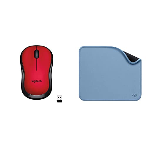 Image of Logitech M221 Wireless Mouse, Silent Buttons, 2.4 GHz with USB Mini Receive with Mousepad, Studio Series with Anti-Slip Rubber Base,Spill Resistant (Blue Grey)