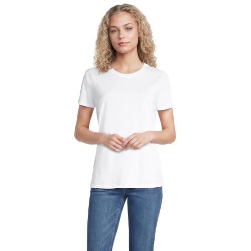 Lands' End Womens Short Sleeve Relaxed Supima Cotton Crew Neck T Shirt White Petite X-Large