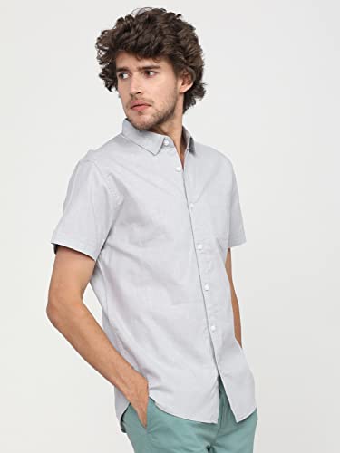 Image of Ketch Men's Cotton Slim Fit Solid Half Sleeve Shirt