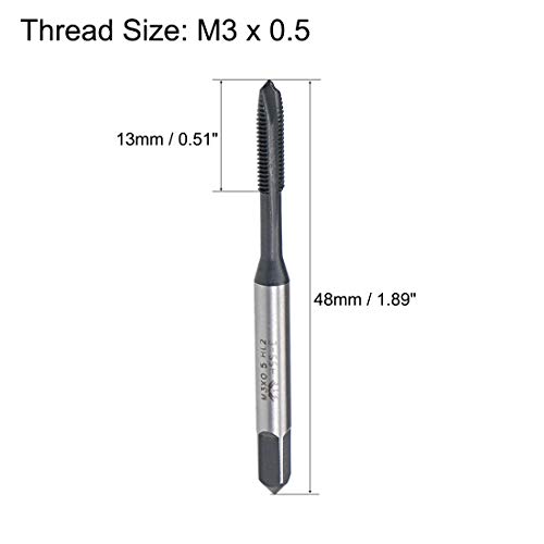 Grifo de rosca en espiral M3 x 0.5 con acero HSS 6542 y revestimiento TiCN 2