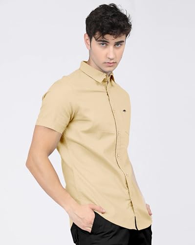 Image of BRUCEWANE Men's 100% Cotton Half Sleeve Shirt