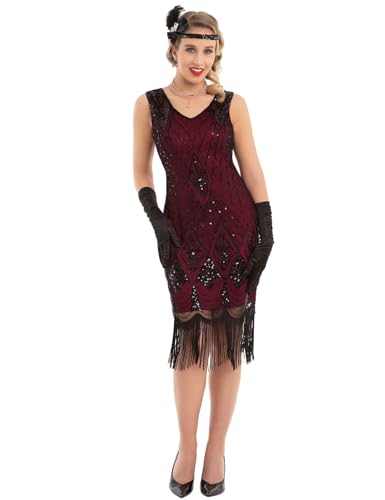 Image of PrettyGuide Women 1920s Gatsby Cocktail Sequin Art Deco Flapper Dress