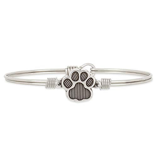 Luca + Danni | Paw Print Bangle Bracelet For Women - Silver Tone Size Regular Made in USA