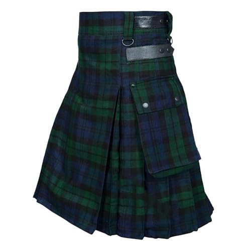 Tartan Utility Kilts for Men Tartan Kilt with Straps and Large Cargo Pockets