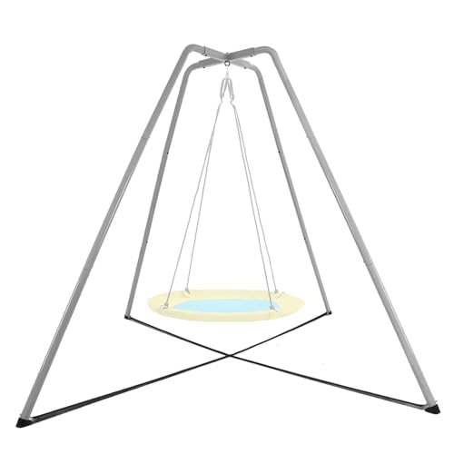 Portique Balançoire Extérieur en Acier Gris – Cadre de Balançoire 220x220x200 cm – Structure de Jeu Robuste pour Enfants et Adultes – Support de...