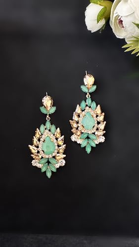 Elegant Crystal Rhinestone Drop Earrings for Brides and Bridesmaids - Blue Dangle Chandelier Earrings Silver Plated Brass with Push Back - Perfect for Weddings, Proms, and Special Occasions - 1" Length, 0.18" Width, Sparkling Jewelry4