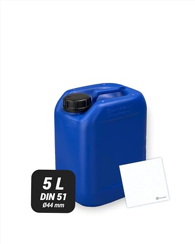 Trevendo Bidón de agua de 5 litros (DIN 51, azul) – versátil y resistente – apto para alimentos – sin BPA – ideal para camping, festivales, viajes y más – incluye etiqueta de rotulación