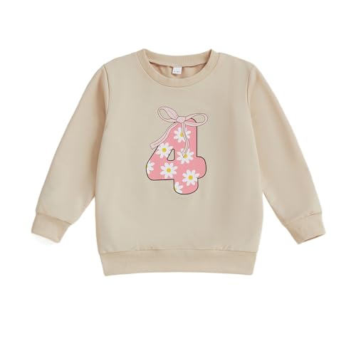 YOKJZJD Toddler Baby Girl 1st 2nd 3rd 4th 5th Birthday Outfit Bow Floral Sweatshirt Long Sleeve T-Shirt Tops Fall Clothes
