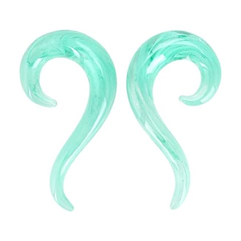 Stuppendux 2Pcs Colourful Glass Ear Tunnels Cover