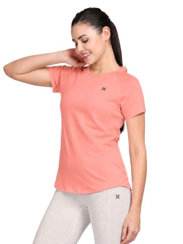 Image of Lavos Women's Regular Fit T-Shirt with Half Sleeve Round Neck, Bamboo & Cotton Gym, Yoga and Sports Wear for Women