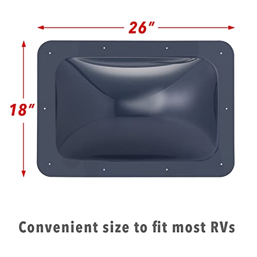 Hike Crew Rv Skylight | Universal Skylight Window Replacement Cover For Exterior Camper Roof | Durable Polycarbonate Dome, Weather, Uv & Impact Resistant | 18” X 26” Fits Most Rv Openings, Smoke Color #TOP1