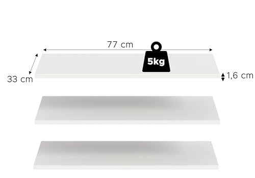 xonox.home – Einlegebodenset 77x2x33 cm in Weiß – 3-teiliges Set aus stabilen Regalböden zur flexiblen Erweiterung Ihres Schrank-Stauraums – Ideale Ergänzung für mehr Ordnung im Kleiderschrank