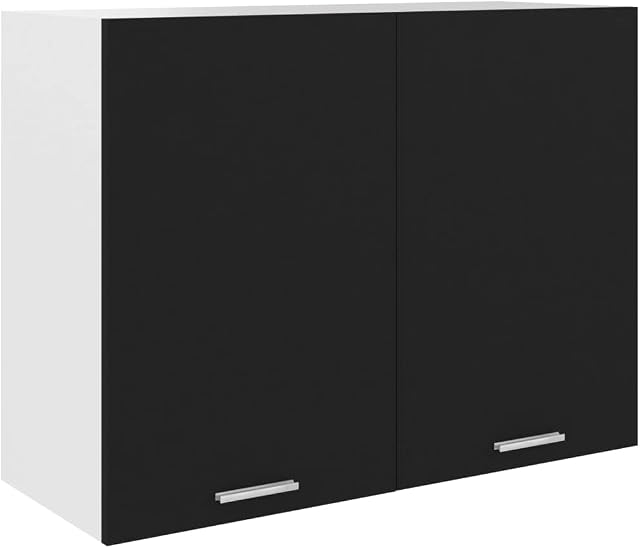 vidaXL Kitchen Cabinet Home Kitchen Equipment Indoor Furniture Appliance Tool Storage Shelf Organiser Modern Cupboard Black Engineered Wood