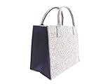 Filztasche Einkaufstasche Tasche Shopper ca. 35 x 20 x 28 cm (Hellgrau-Navy)