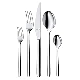 WMF Flame Edelstahl Besteck Set 6 Personen, Essbesteck Set 30 teilig, Monobloc-Messer, Cromargan protect poliert, kratzbeständig, spülmaschinenfest, 44 x 27 x 6 cm