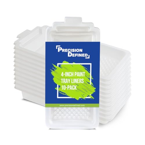 Precision Defined Vaschetta per Rullo Pittura da 10 cm, Compatibile con Vaschette da Rullo per Pittura di 10 cm, Vaschette Plastica Usa e Getta per Vernice, Ricambi per Vaschette PD (10 Pezzi)