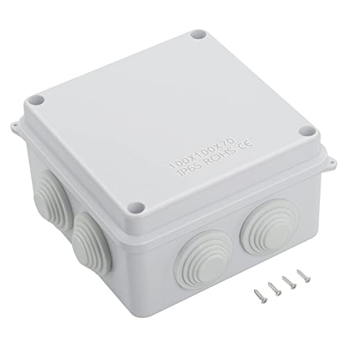 Lemotech Abs Plastic Dustproof Waterproof Ip65 Junction Box Universal Electrical Project Enclosure White 3.9 X 3.9 X 2.8 Inch (100 X 100 X 70 Mm) #TOP7