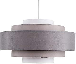 Modern 5 Tier Cylinder Ceiling Pendant Light Shade in a 3 Tone Grey Finish - Complete with a 6w LED GLS Bulb [3000K Warm White]