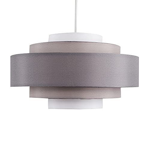 MiniSun | Modern 5 Tier Ceiling Light Shade in a 3 Tone Grey Finish | Pendant Lights, Home Décor & Improvement Essential | 350mm Shade Width
