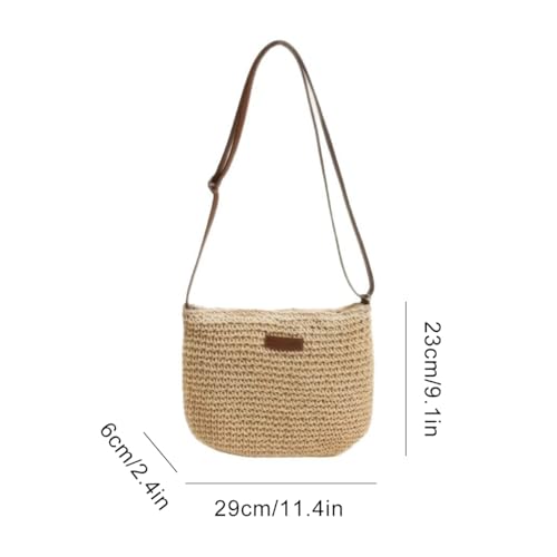 Bolso Tote tejido de paja para mujer miniatura 5