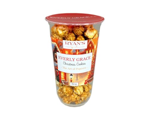 Everly Grace Popcorn – Christmas Cookies, 60 g – Vasos de palomitas con sabor a speculoos y canela de nuestra fábrica en Augsburgo, Alemania