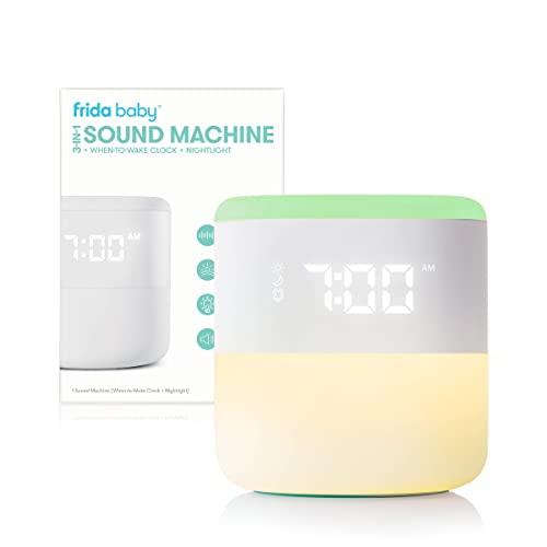 Image of Frida Baby 3-in-1 Alarm Clock + Sound Machine + Nightlight | Wake Up Light Sunrise Alarm Clock, White Noise Soother, Sleep Trainer, Nursery + Toddler + Kids Bedroom (Bluetooth)