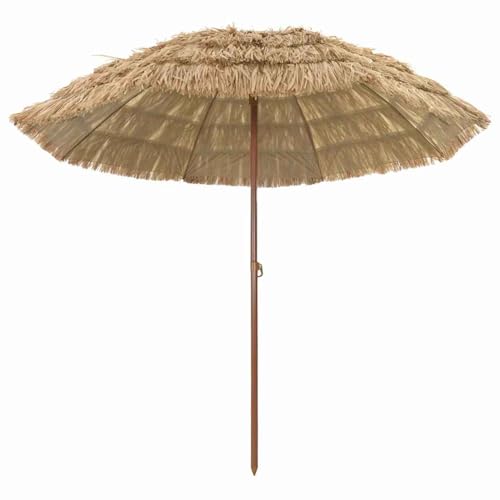 Tidyard Strandparasol Braun Ø 265 x 267 cm Stahl, Gartenschirm Marktschirm Kurbelschirm für Garten Gastronomie Pool42006678