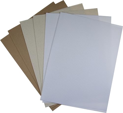 Image of KCS 6 pc of 12 inch x 18 inch(30cmx45cm) 14CT Counted Cotton Aida Cloth Cross Stitch Fabric (White+Oatmeal+Khaki)