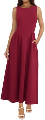 PRETTYGARDEN Summer Sleeveless Maxi Dresses for Women 2025 Elegant Classy A Line Tank Formal Midi Long Wedding Guest Dress