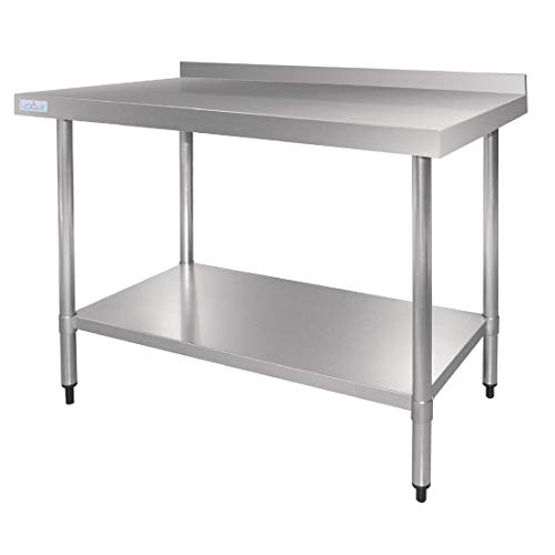 Table en acier inoxydable poli Vogue de 90x60x70 cm avec rebord intégré GJ505