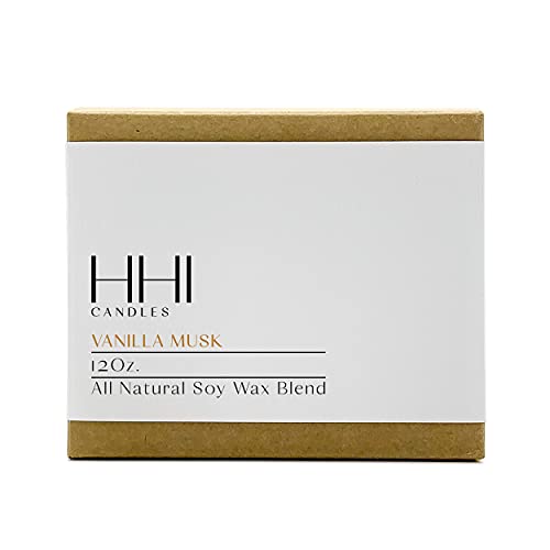 All-Natural Scented Soy Candle | Vanilla Musk | A Blend Of Vanilla, Cinnamon, Amber & Hint Of Musk | Large 12 Ounce Three Wick Candle | Long Burn Time | Hhi Candles #TOP5