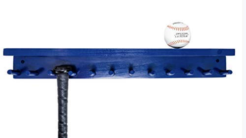 Baseball Bat Rack and Ball Holder Display Meant to Hold 11 Full Size Bat and 6 Baseballs Blue