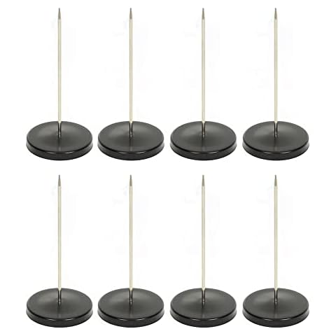 SGRACE Receipt Holder Ticket Stabber for Restaurant Spike Bill Desk Straight Rod Paper Stick Receipts Check Fork Stainless Steel (8 Pack, Black) Cover