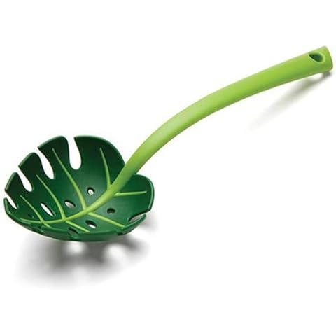 Grünes Monstera Blattsieb Multifunktionaler Langstiel-Spaghetti-Schlitz-Servierlöffel Salat Schlitzlöffel Cover