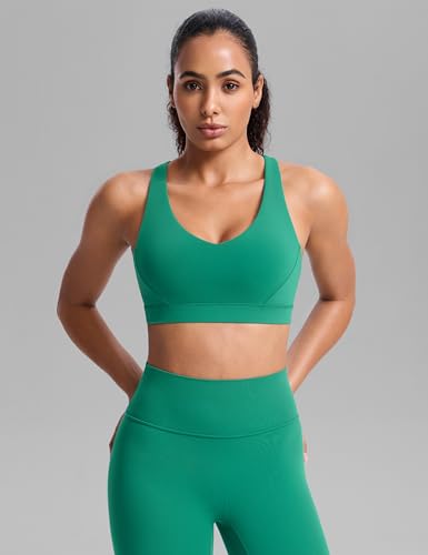 Image of CRZ YOGA Butterbreeze Cross Back Sports Bras | Medium Support, Removable Pads, Training, Fast Dry, Scoop Neck, Cut-Out, Adjustable Wide Straps, for Women