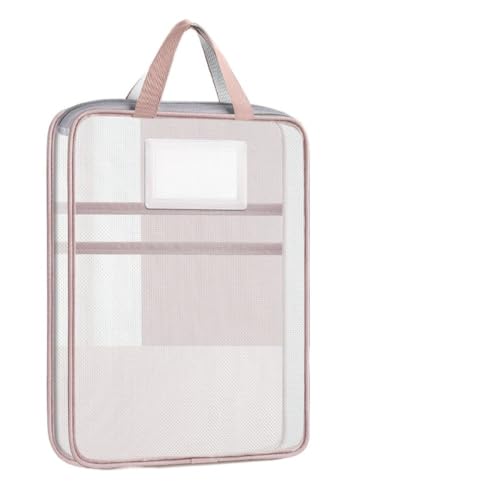 OGXN ジッパー式ファイル袋 連絡袋 ファイルケース ドキュメントポーチ ジッパーポーチドキュメントバッグ 大きく開く ファスナー 仕切り付き メッシュ製 半透明 マチ付き 大容量 防水 縦型 取っ手付き 書類整理 分類収納 持ち運び便利 通勤用 出張用