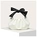 Verdusa Women's Ruched Hobo Handbag Cute Bow Clutch Purse Small Leather Top Handle Bags Black and White One-Size