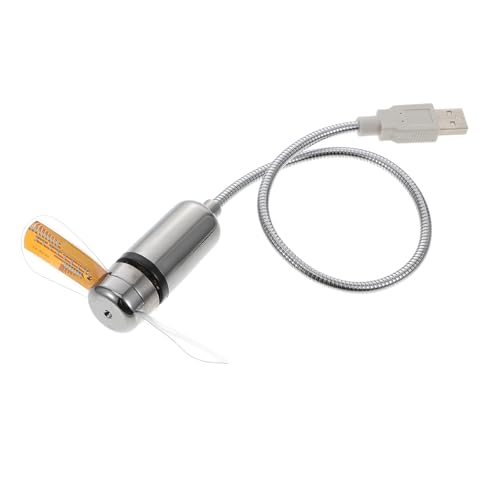 Mini ventilador portátil USB UKCOCO de aluminio con reloj LED y pantalla de temperatura 2