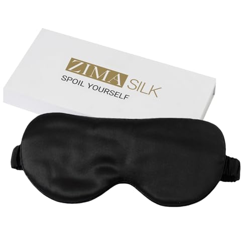 ZIMASILK Máscara de dormir de seda de amoreira pura de 22 momme, enchimento 100 % seda de amoreira, correia de envoltura de seda, máscara de olhos super macia e confortável para dormir (preto)