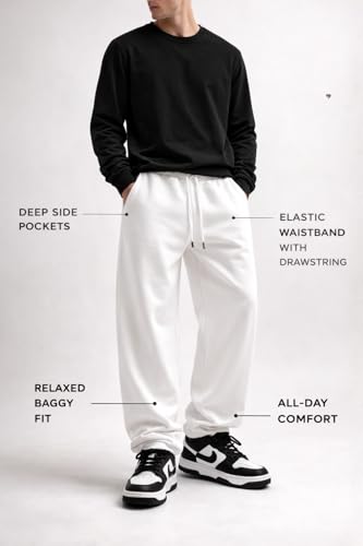 Image of Rockwell Men's Baggy Sweatpants | Cotton Terry Relaxed Fit Joggers for Men | Oversized Streetwear Track Pants | Casual Gym & Everyday Wear| 007