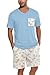 Ekouaer Schlafanzug Herren Kurz Lustig Karierte Pyjama Kurzer Sommer Shorty Zweiteilige Casual V-Ausschnitt Nachtwäsche Set Geschenk für Männer, Hellblau, L