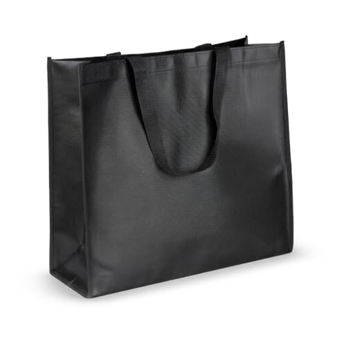 Sacola Ecobag em TNT Laminado 120g/m² 21,5L Reutilizável com Alça Longa 47cm Resistente Dobrável para Compras Mercado Feiras e Uso Diário (Preto)